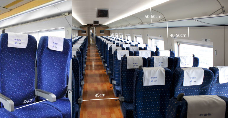 second seats in G trains or D trains in China