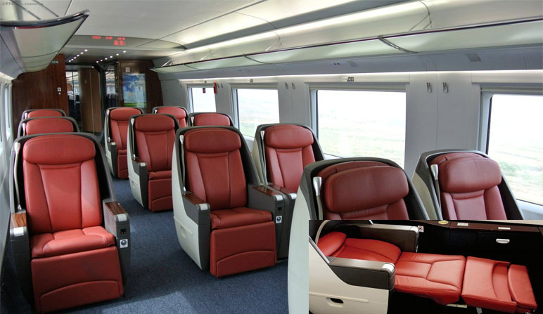business seats in bullet trains or high speed train in china